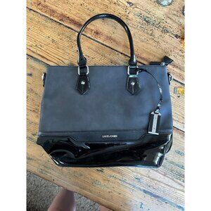 David‎ Jones Womens Black & Gray Tote Bag With Patent Leather Accents